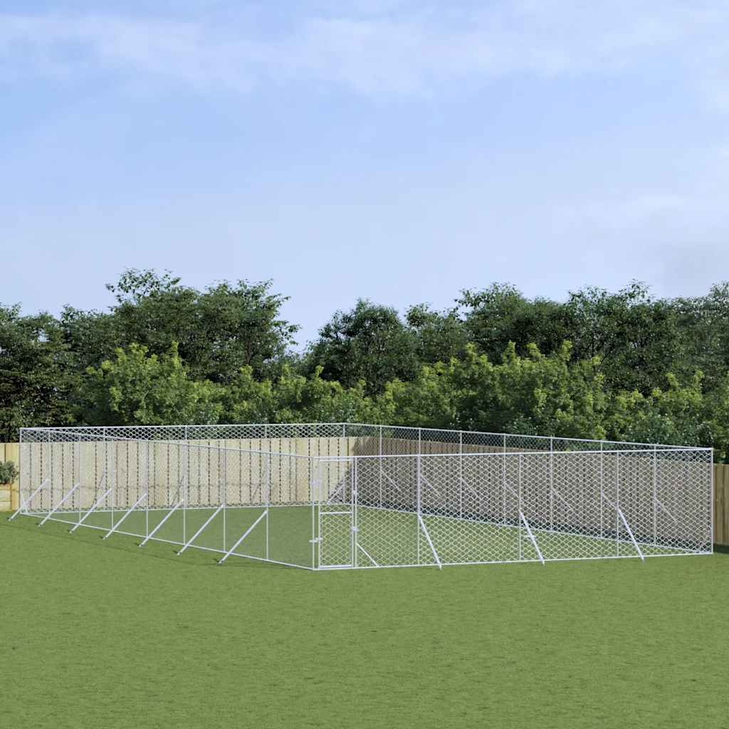 Utendørs hundekennel sølv 8x16x2 m galvanisert stål