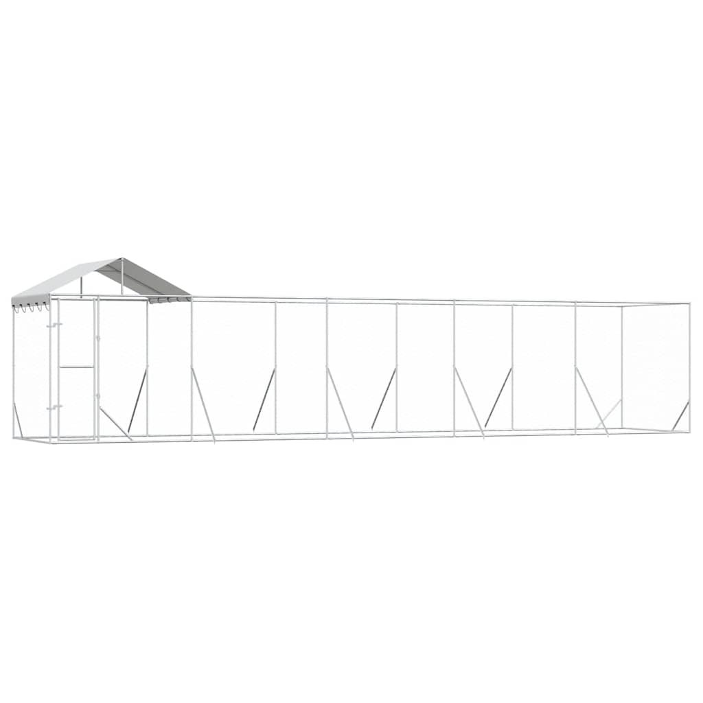 Utendørs hundekennel sølv 10x2x2,5 m galvanisert stål