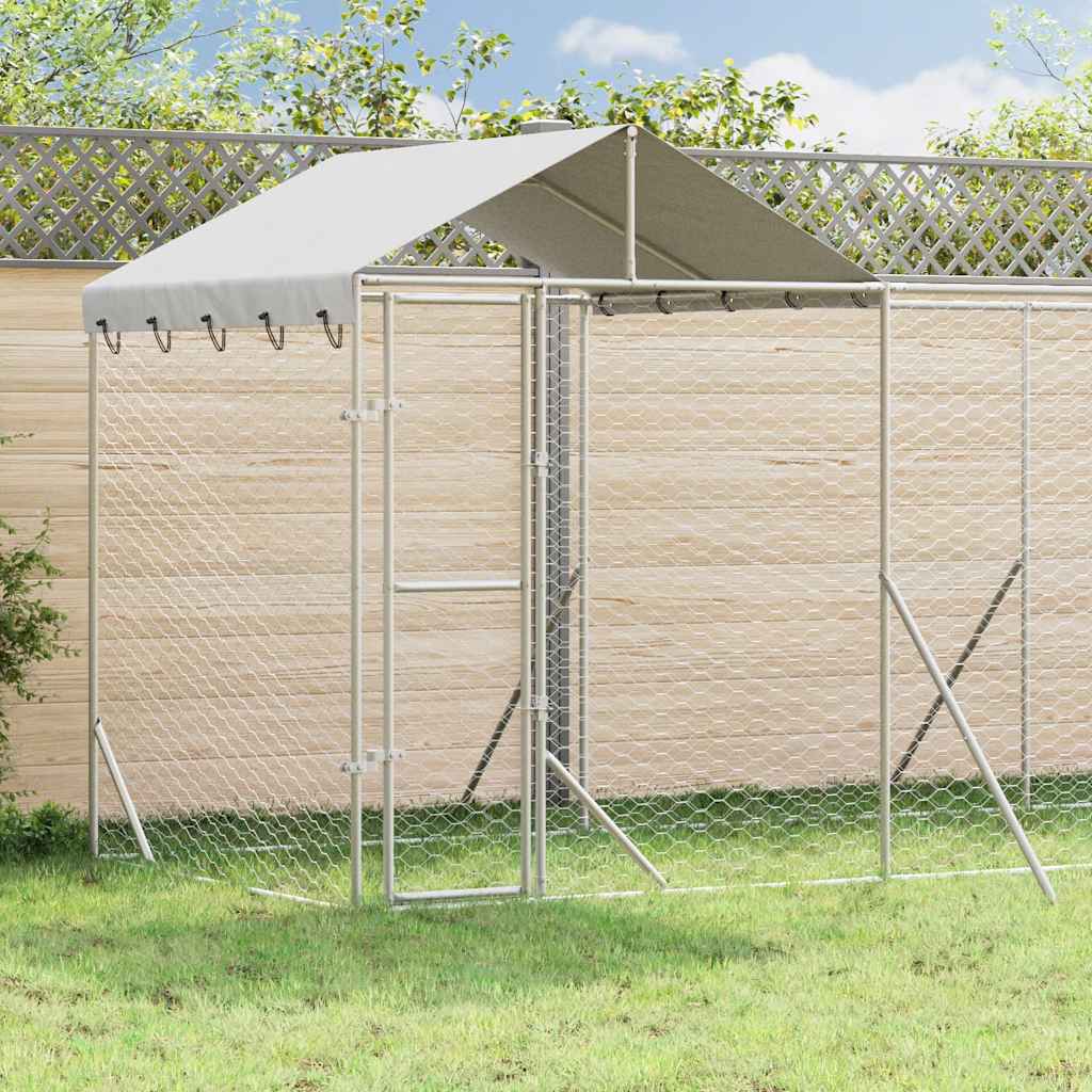 Utendørs hundekennel sølv 10x2x2,5 m galvanisert stål