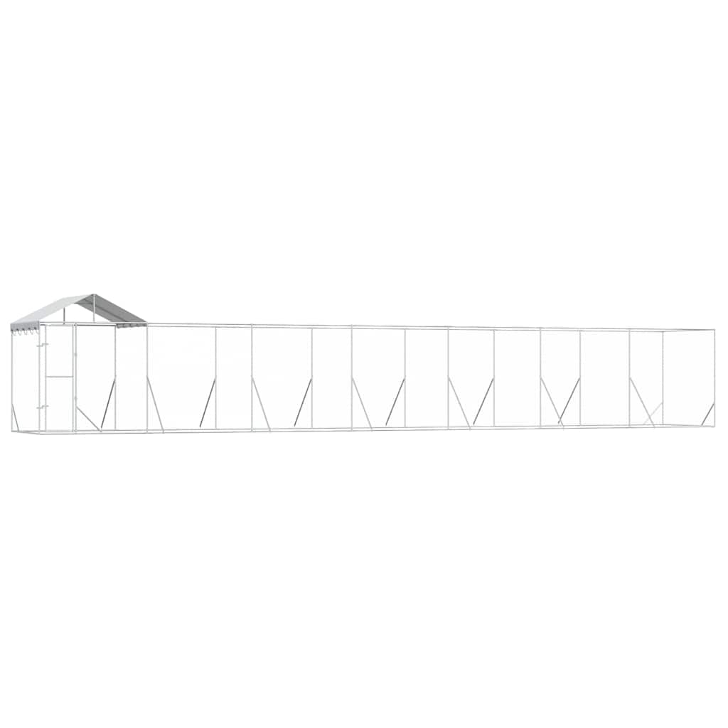 Utendørs hundekennel sølv 14x2x2,5 m galvanisert stål