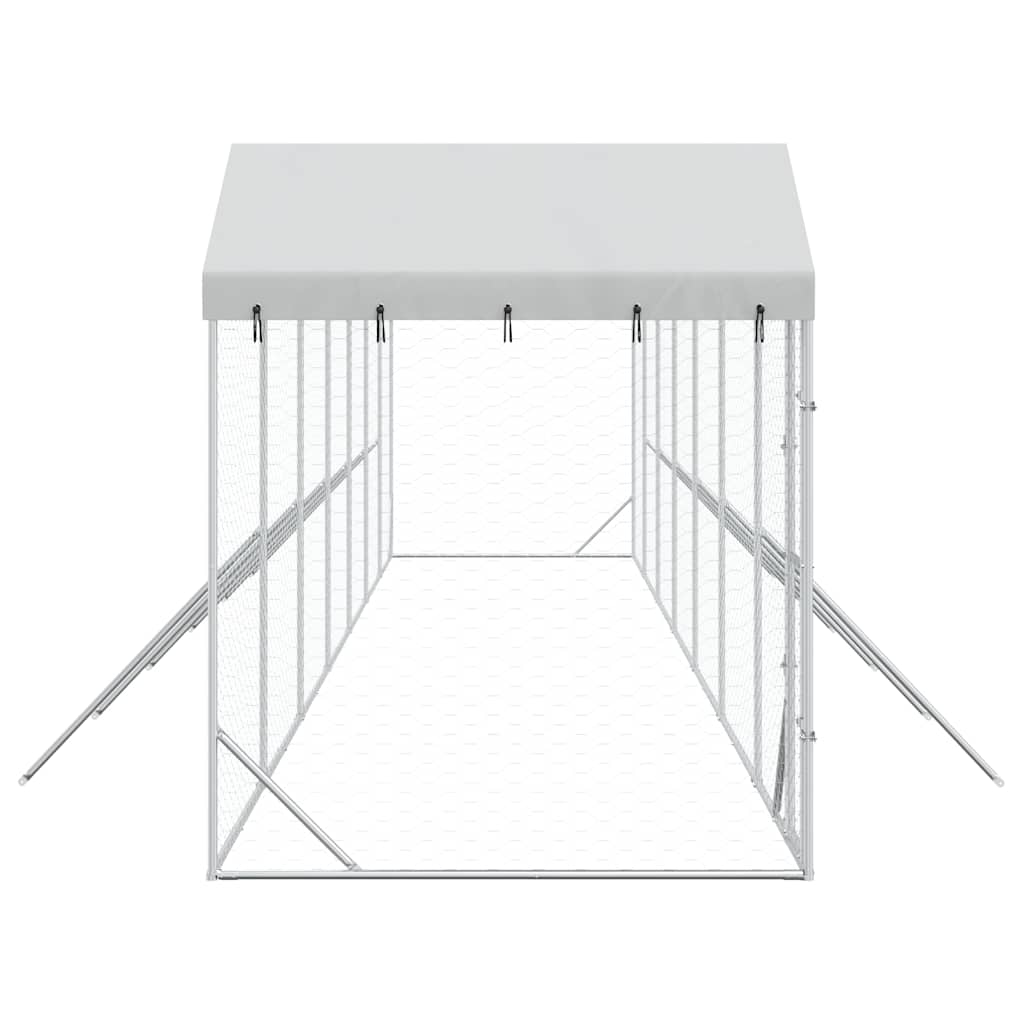 Utendørs hundekennel sølv 14x2x2,5 m galvanisert stål