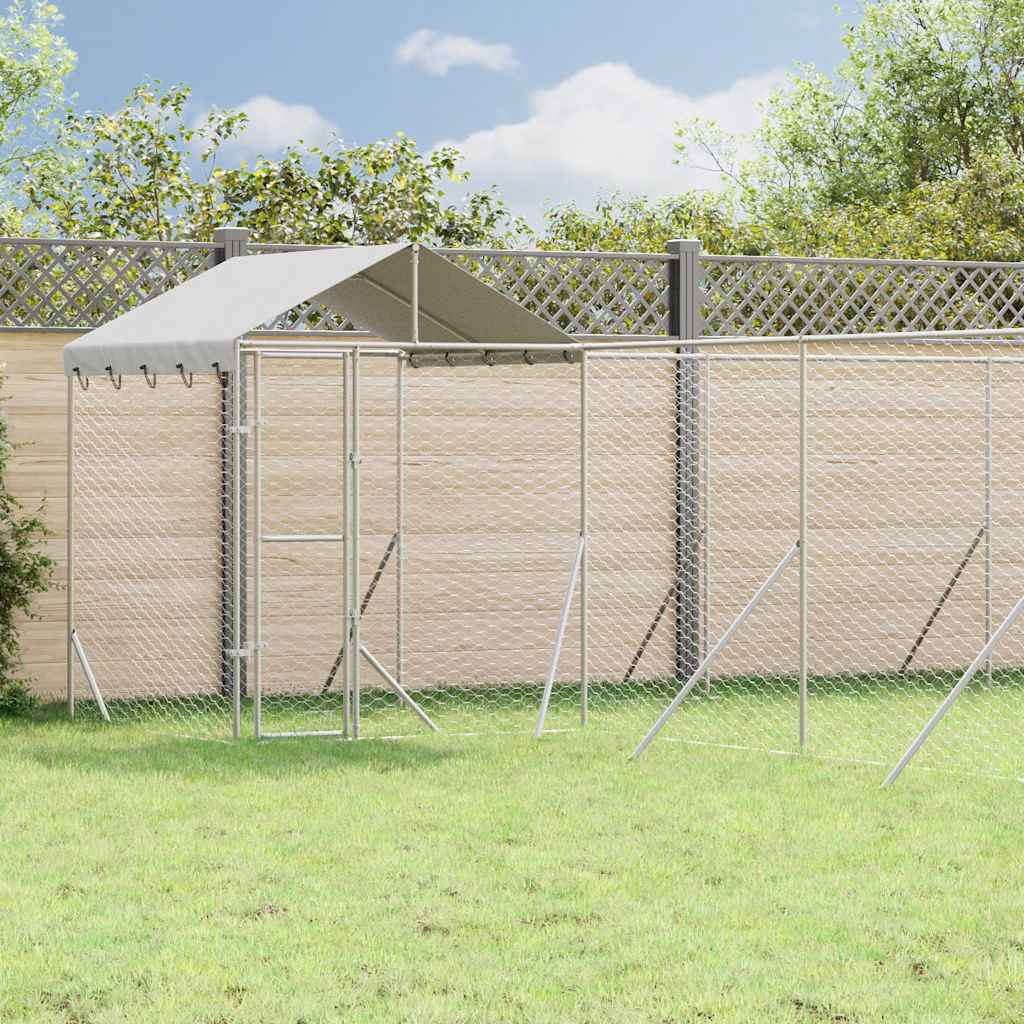 Utendørs hundekennel sølv 10x8x2,5 m galvanisert stål