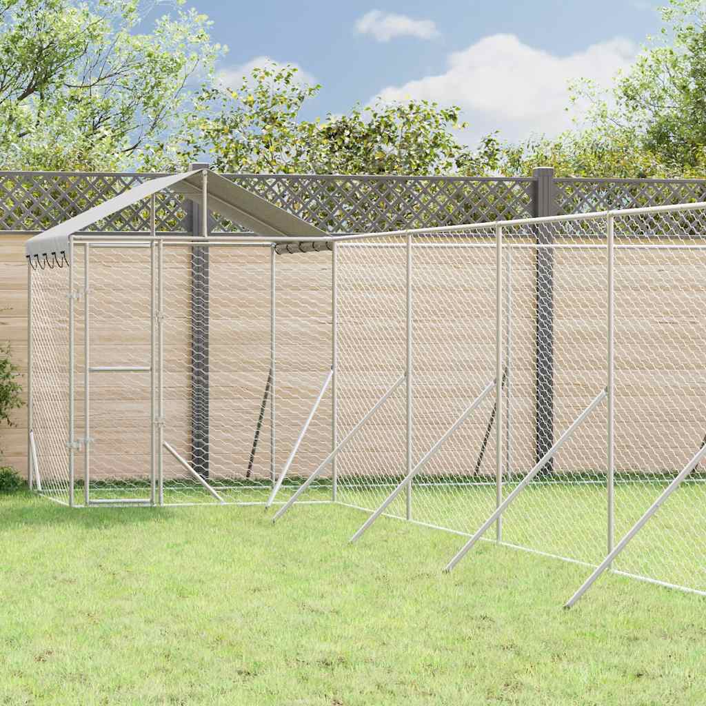 Utendørs hundekennel sølv 12x12x2,5 m galvanisert stål