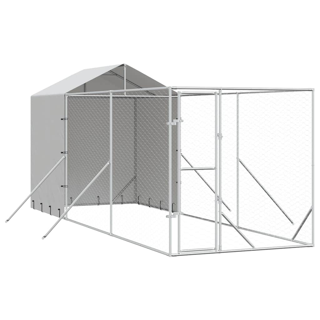 Utendørs hundekennel sølv 2x6x2,5 m galvanisert stål