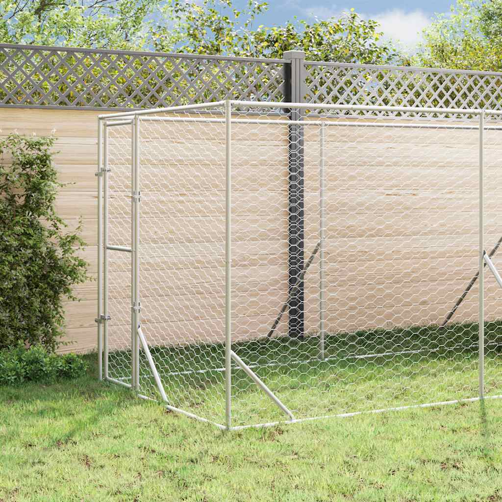 Utendørs hundekennel sølv 2x6x2,5 m galvanisert stål