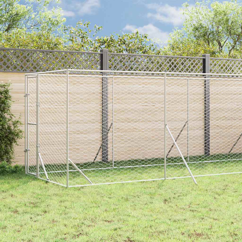 Utendørs hundekennel sølv 2x10x2,5 m galvanisert stål