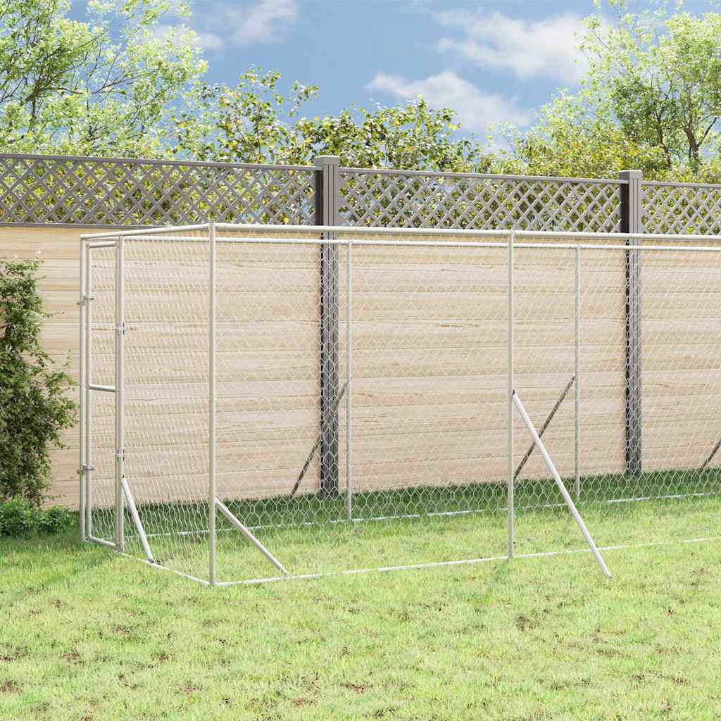 Utendørs hundekennel sølv 2x14x2,5 m galvanisert stål