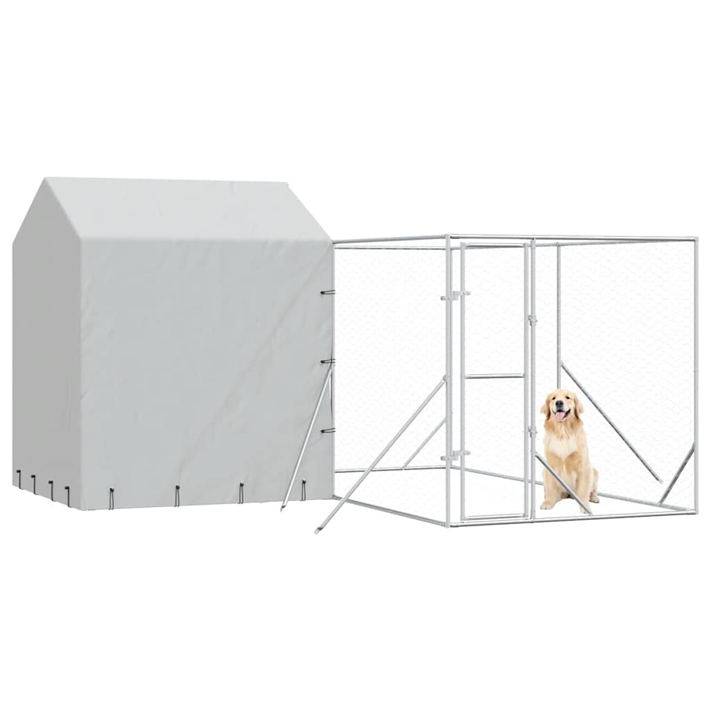 Utendørs hundekennel sølv 4x4x2,5 m galvanisert stål