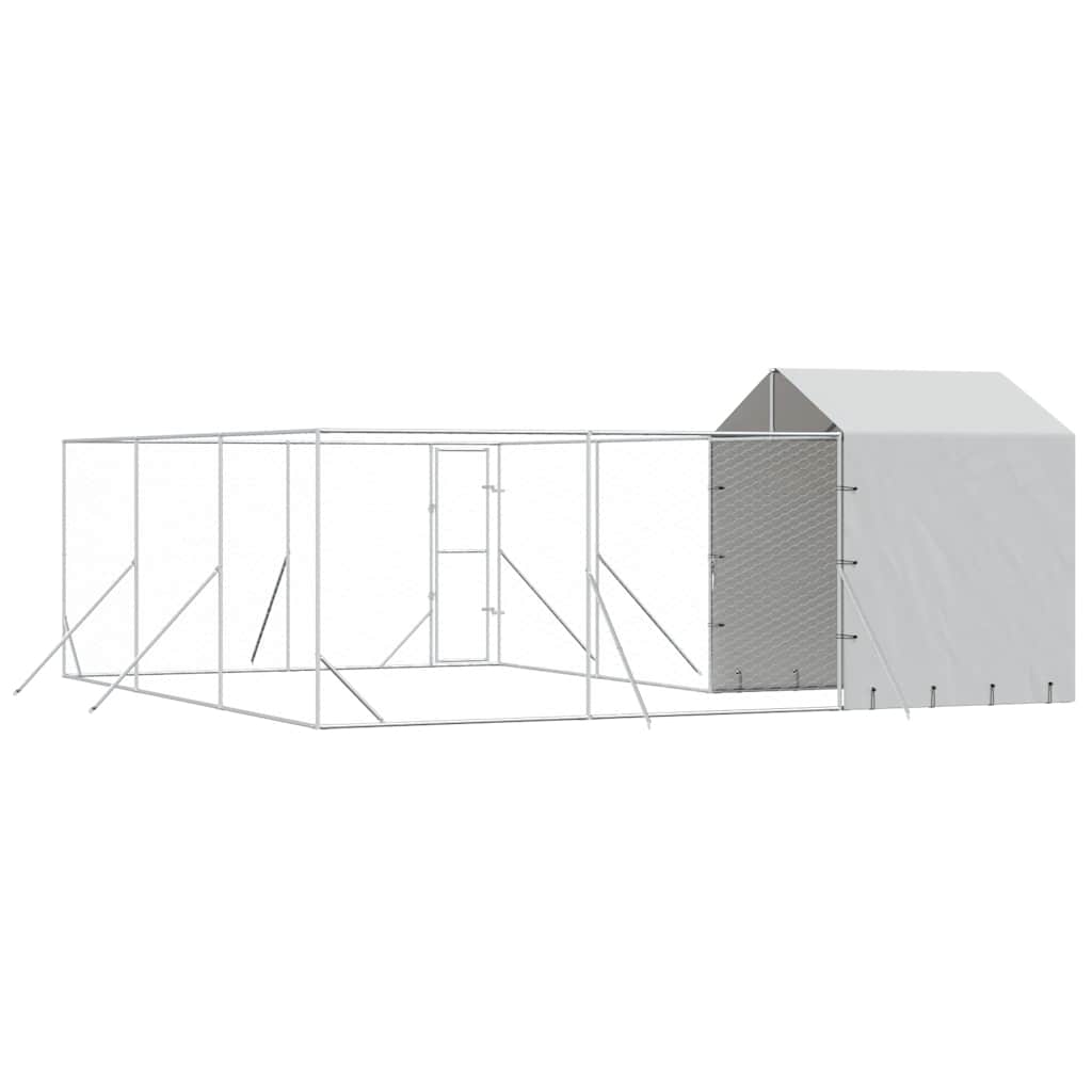 Utendørs hundekennel sølv 6x6x2,5 m galvanisert stål