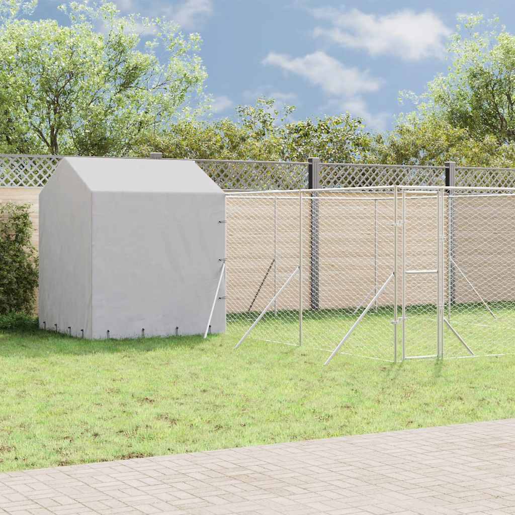 Utendørs hundekennel sølv 6x6x2,5 m galvanisert stål