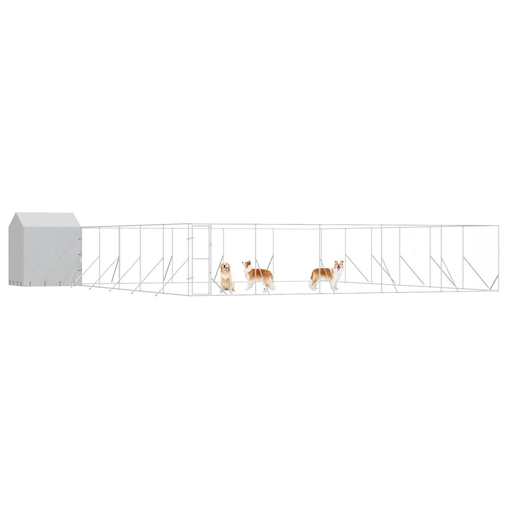 Utendørs hundekennel sølv 12x12x2,5 m galvanisert stål