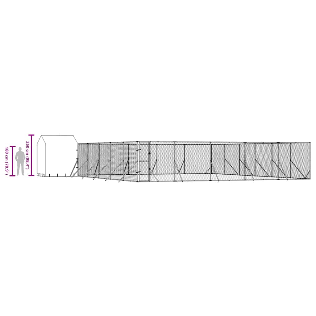 Utendørs hundekennel sølv 12x12x2,5 m galvanisert stål