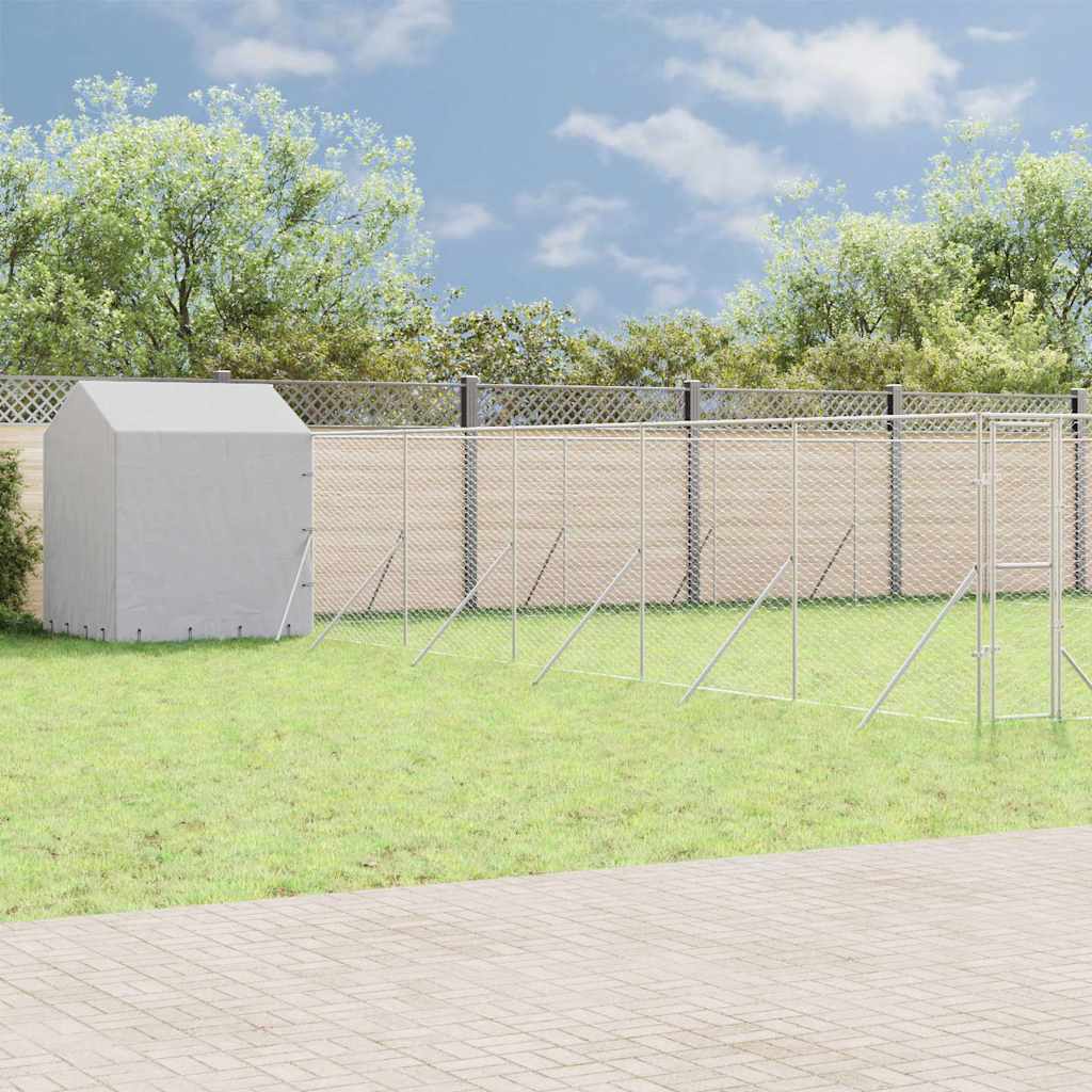 Utendørs hundekennel sølv 12x12x2,5 m galvanisert stål