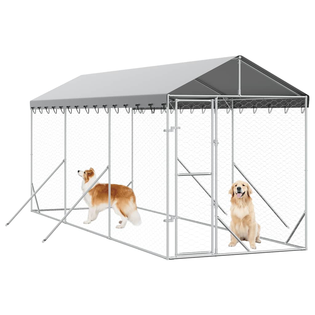 Utendørs hundekennel sølv 2x6x2,5 m galvanisert stål vidaXL