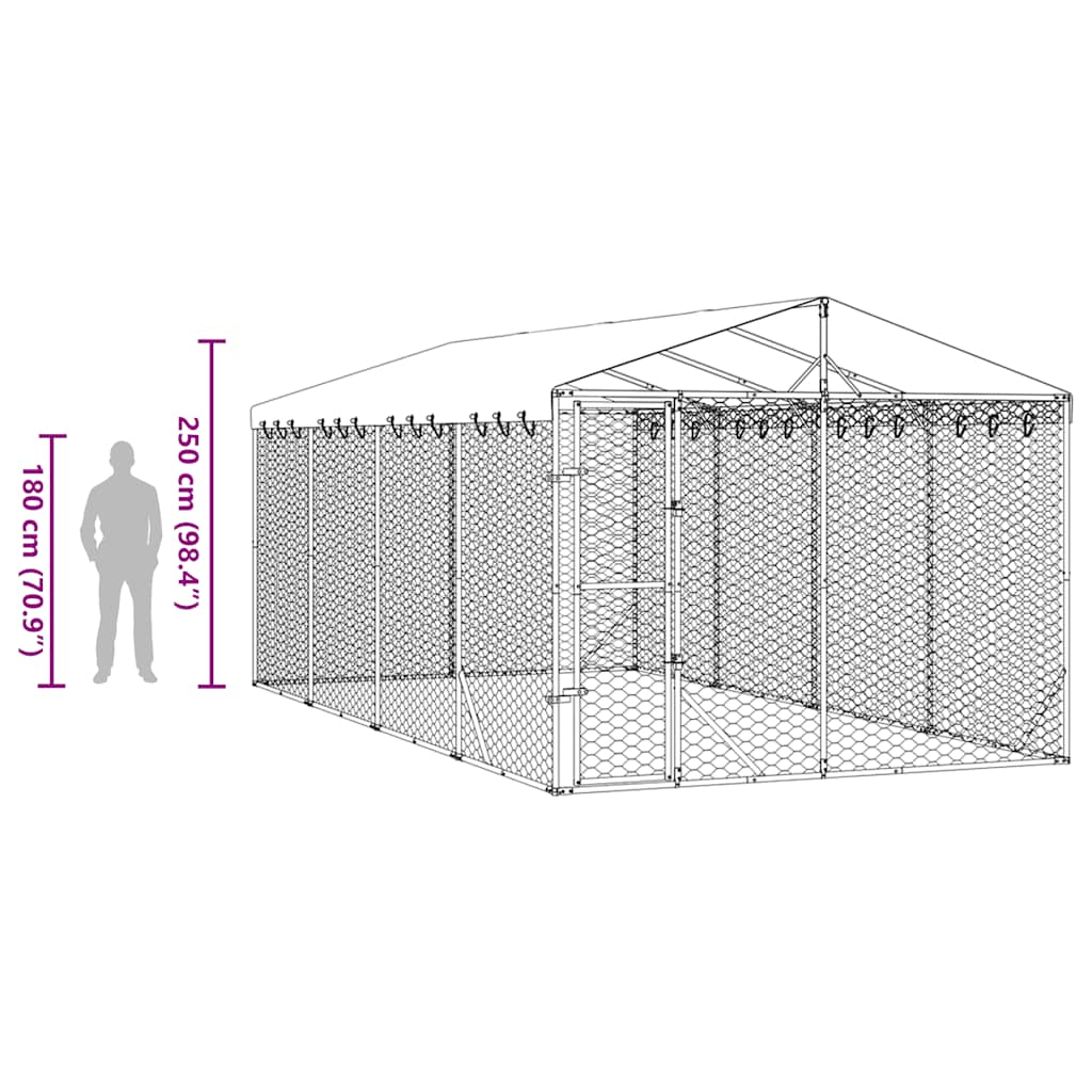 Utendørs hundekennel sølv 3x6x2,5 m galvanisert stål