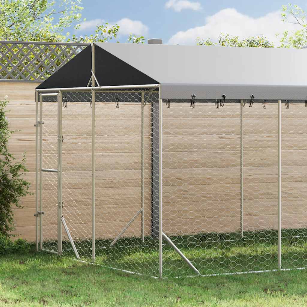 Utendørs hundekennel sølv 3x6x2,5 m galvanisert stål