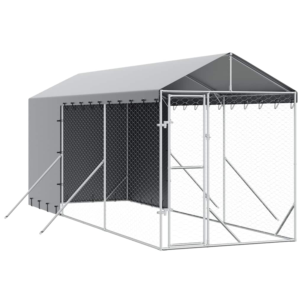 Utendørs hundekennel sølv 2x6x2,5 m galvanisert stål vidaXL