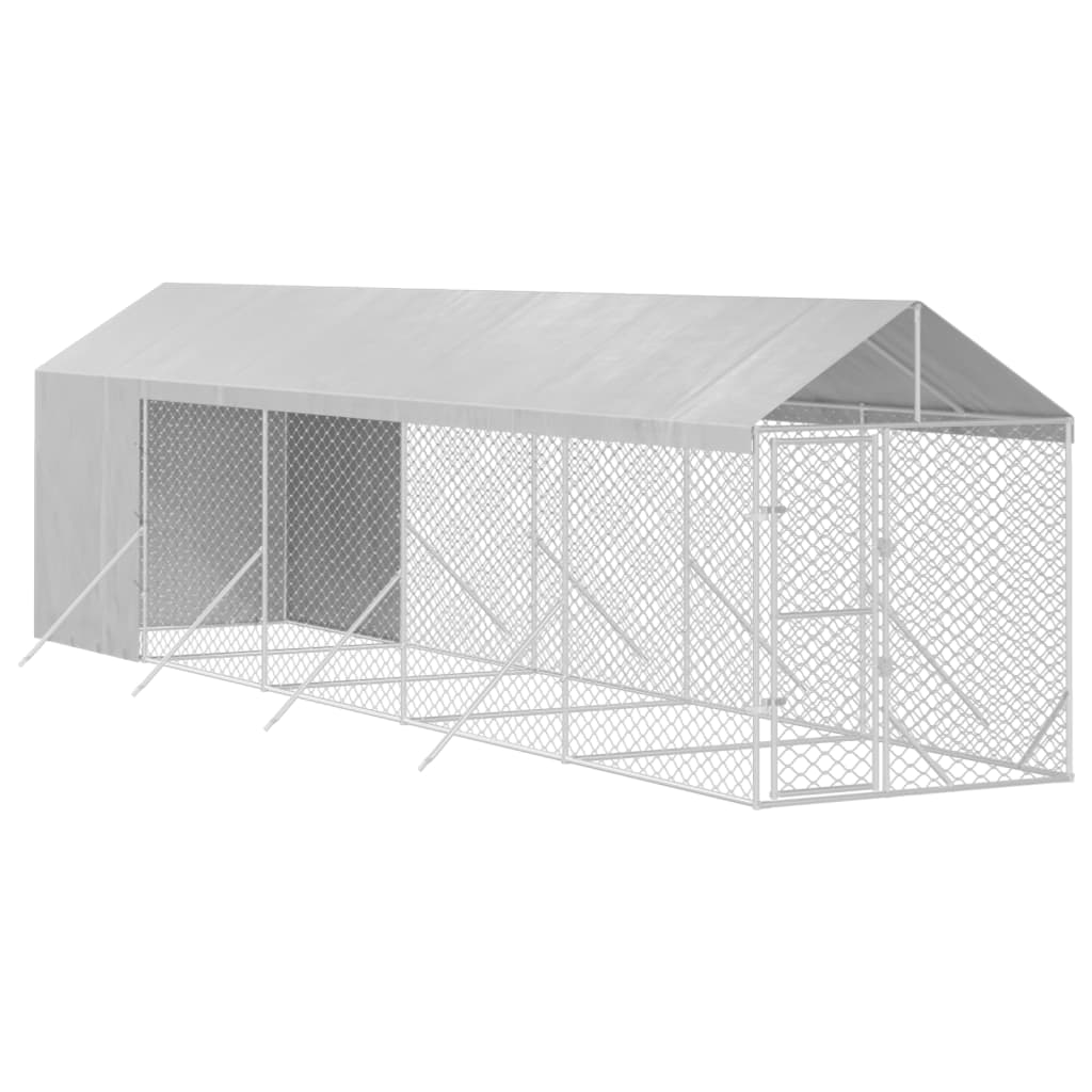 Utendørs hundekennel sølv 2x10x2,5 m galvanisert stål vidaXL