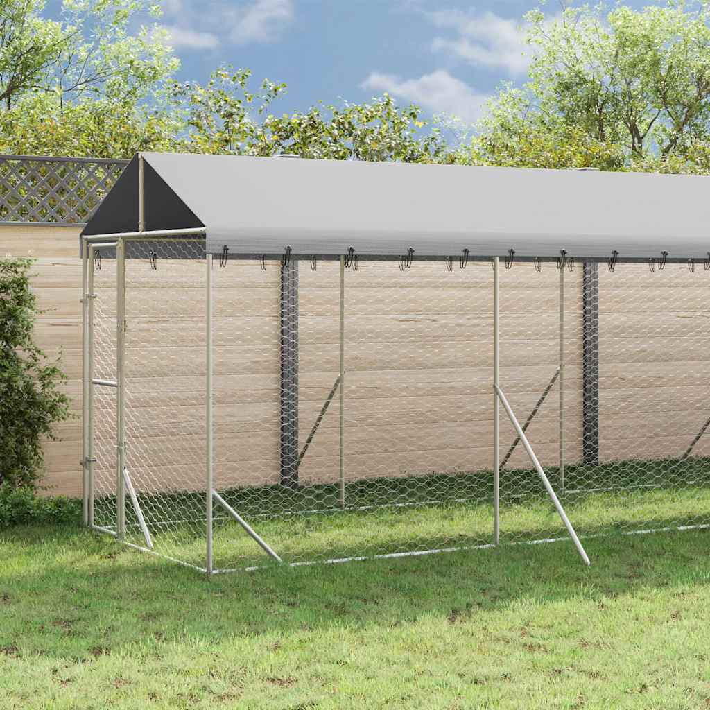 Utendørs hundekennel sølv 2x10x2,5 m galvanisert stål vidaXL