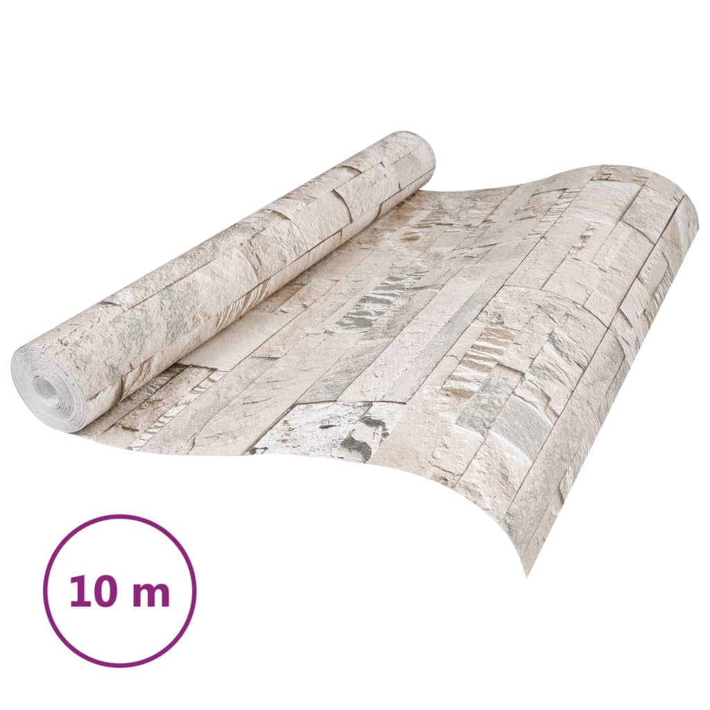 Veggtapet 3D steinutseende grå og beige 10x0,53 m ikke-vevd