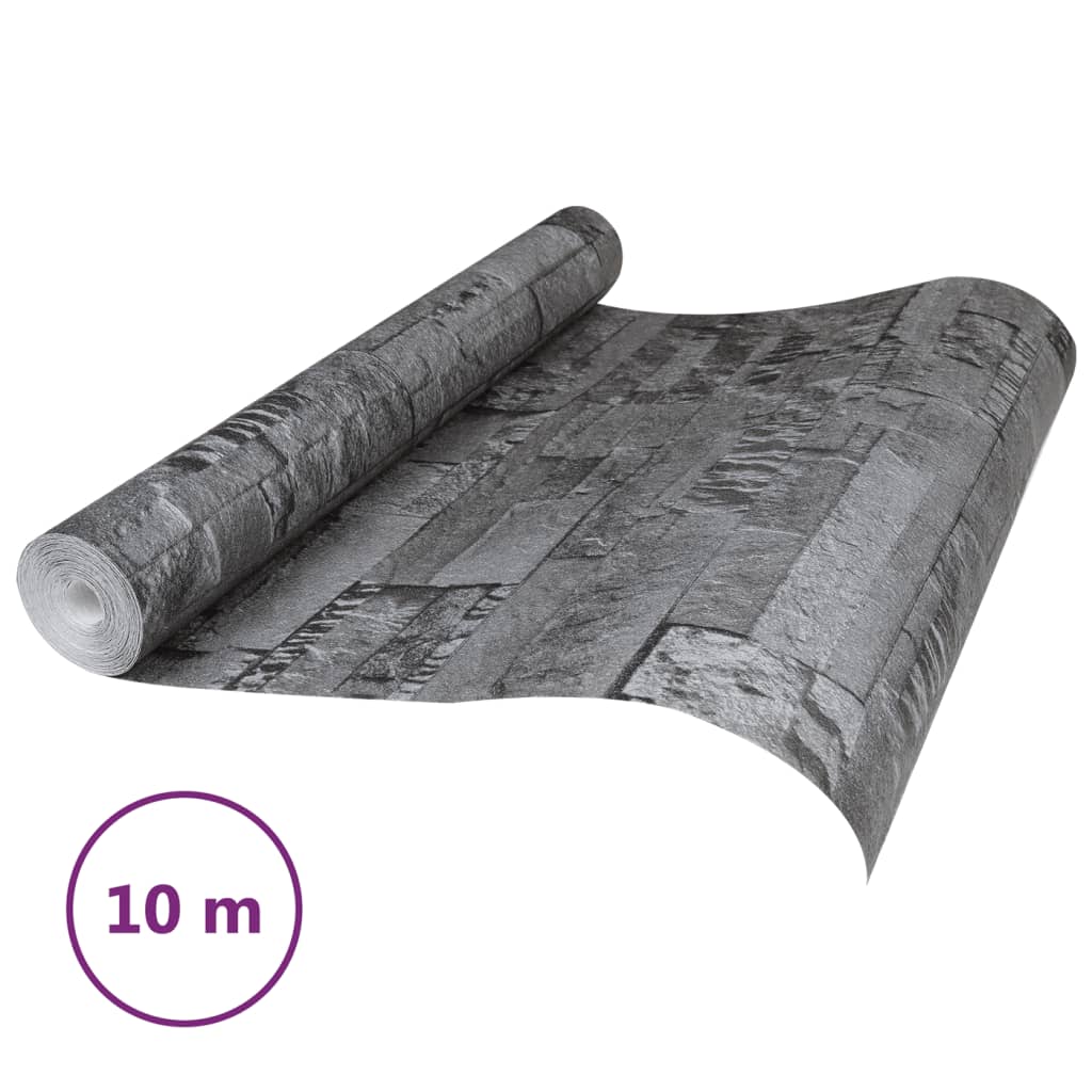 Veggtapet 3D steinutseende svart 10x0,53 m ikke-vevd
