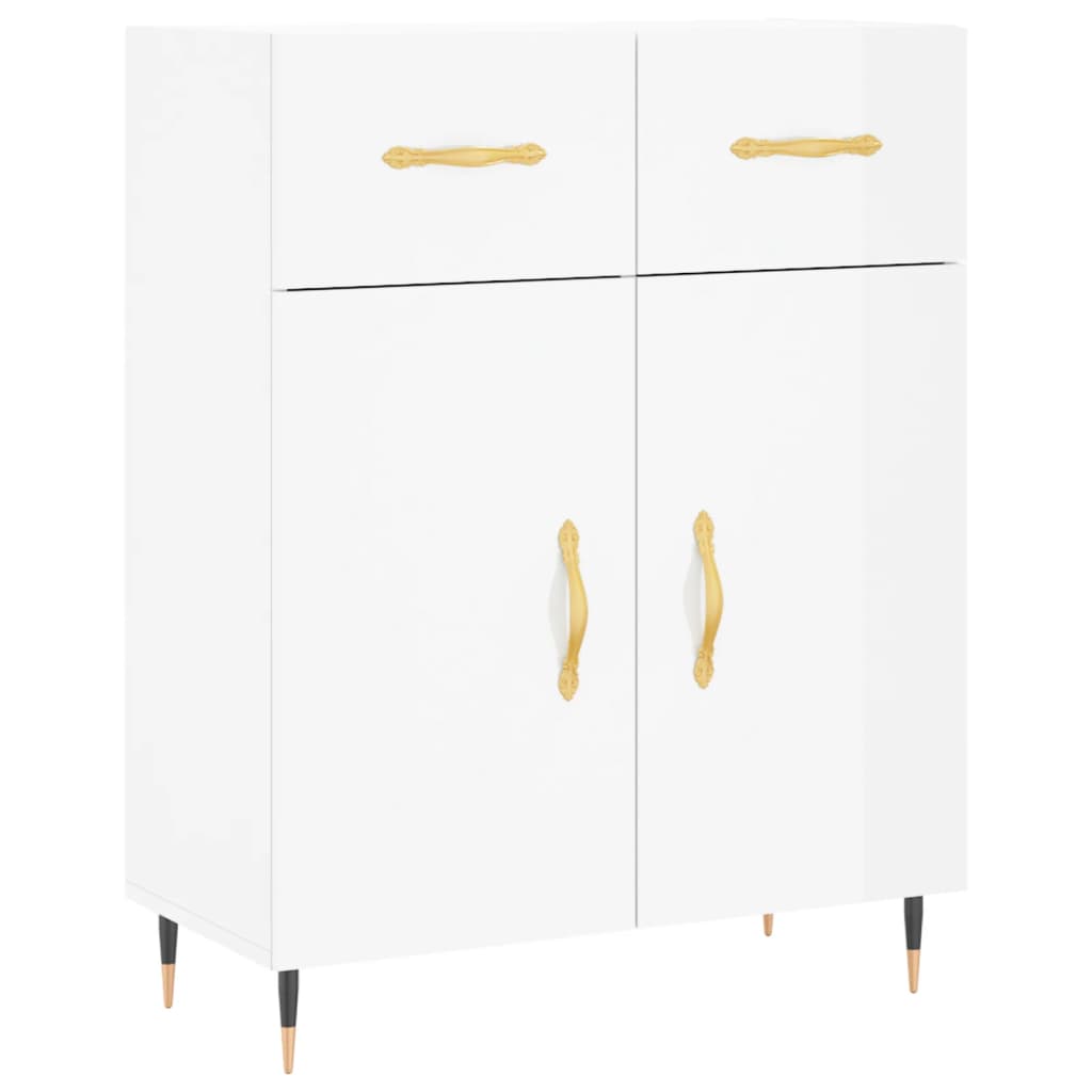 Skjenk høyglans hvit 69,5x34x90 cm konstruert tre