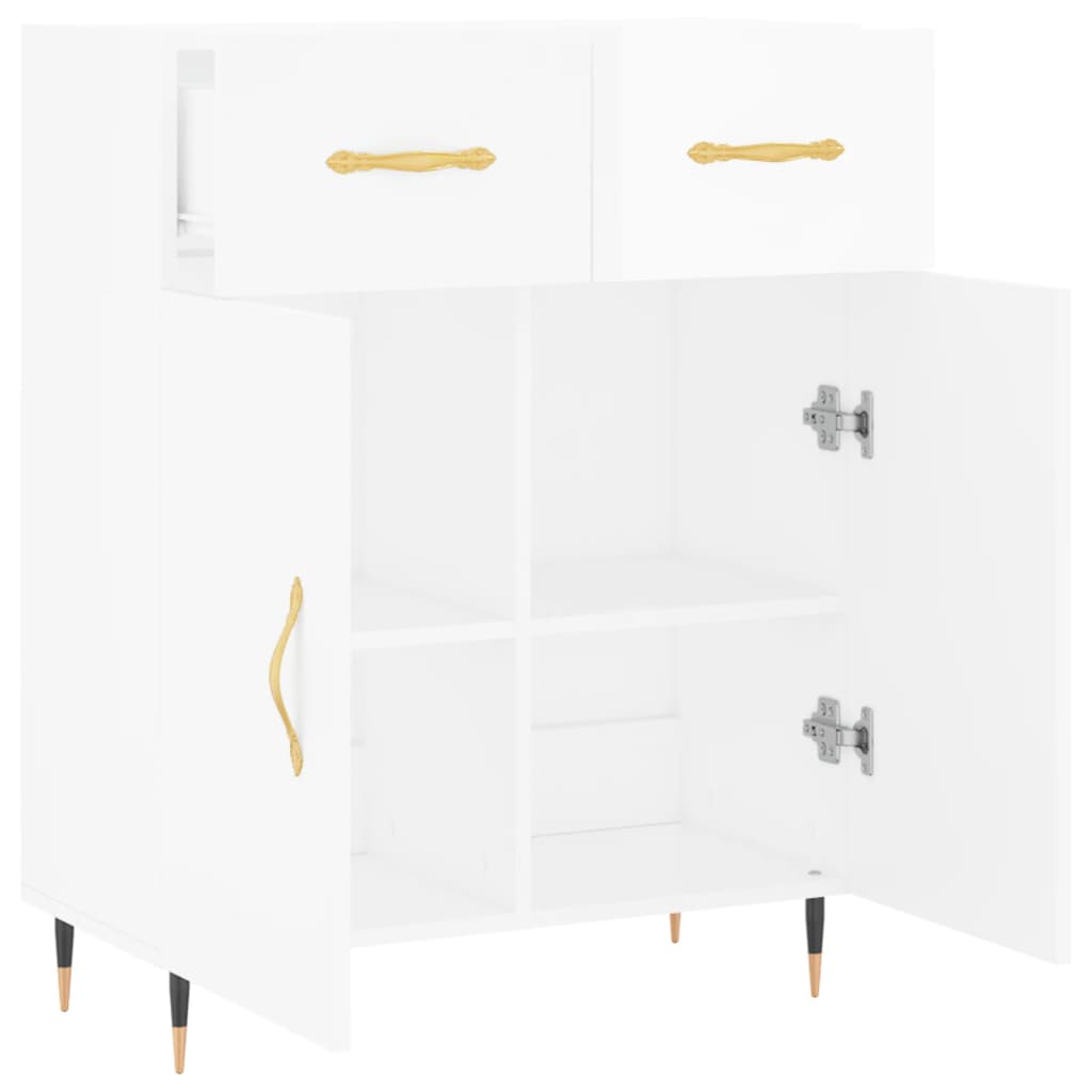 Skjenk høyglans hvit 69,5x34x90 cm konstruert tre