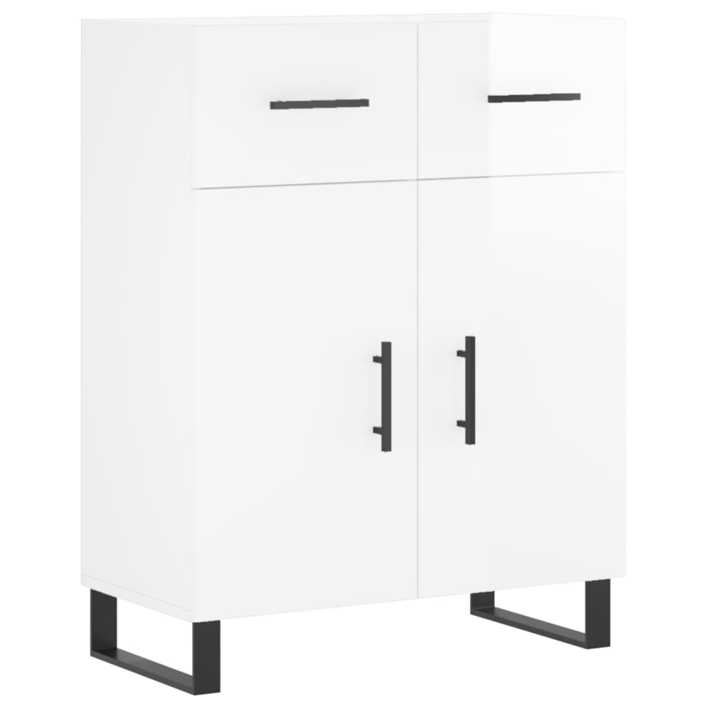 Skjenk høyglans hvit 69,5x34x90 cm konstruert tre