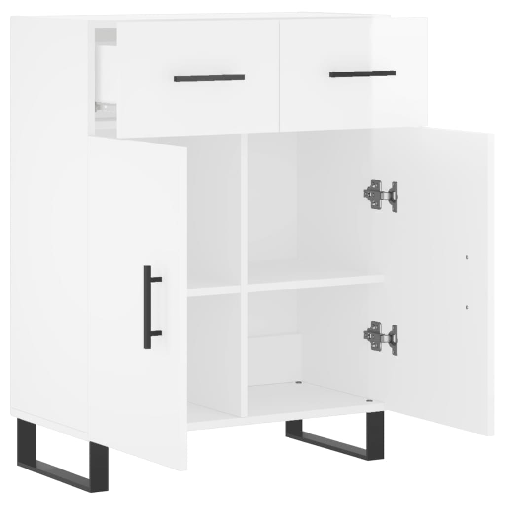 Skjenk høyglans hvit 69,5x34x90 cm konstruert tre