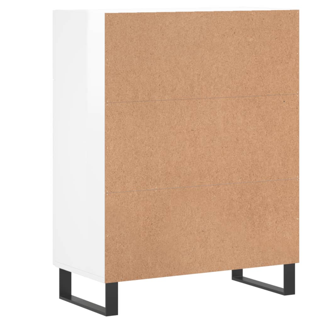 Skjenk høyglans hvit 69,5x34x90 cm konstruert tre