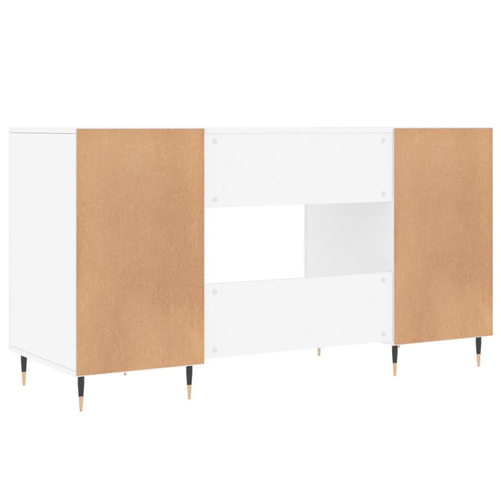 Skrivebord hvit 140x50x75 cm konstruert tre