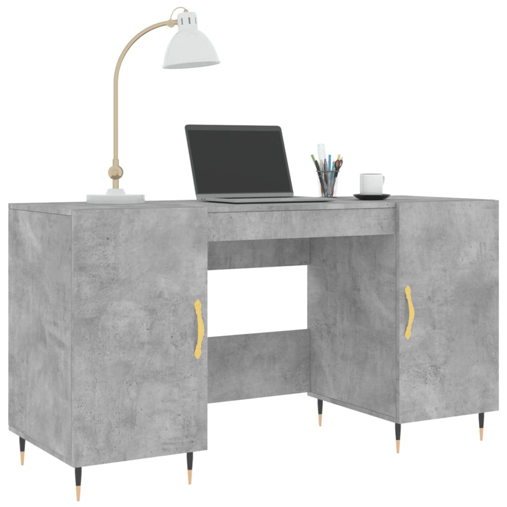 Skrivebord betonggrå 140x50x75 cm konstruert tre