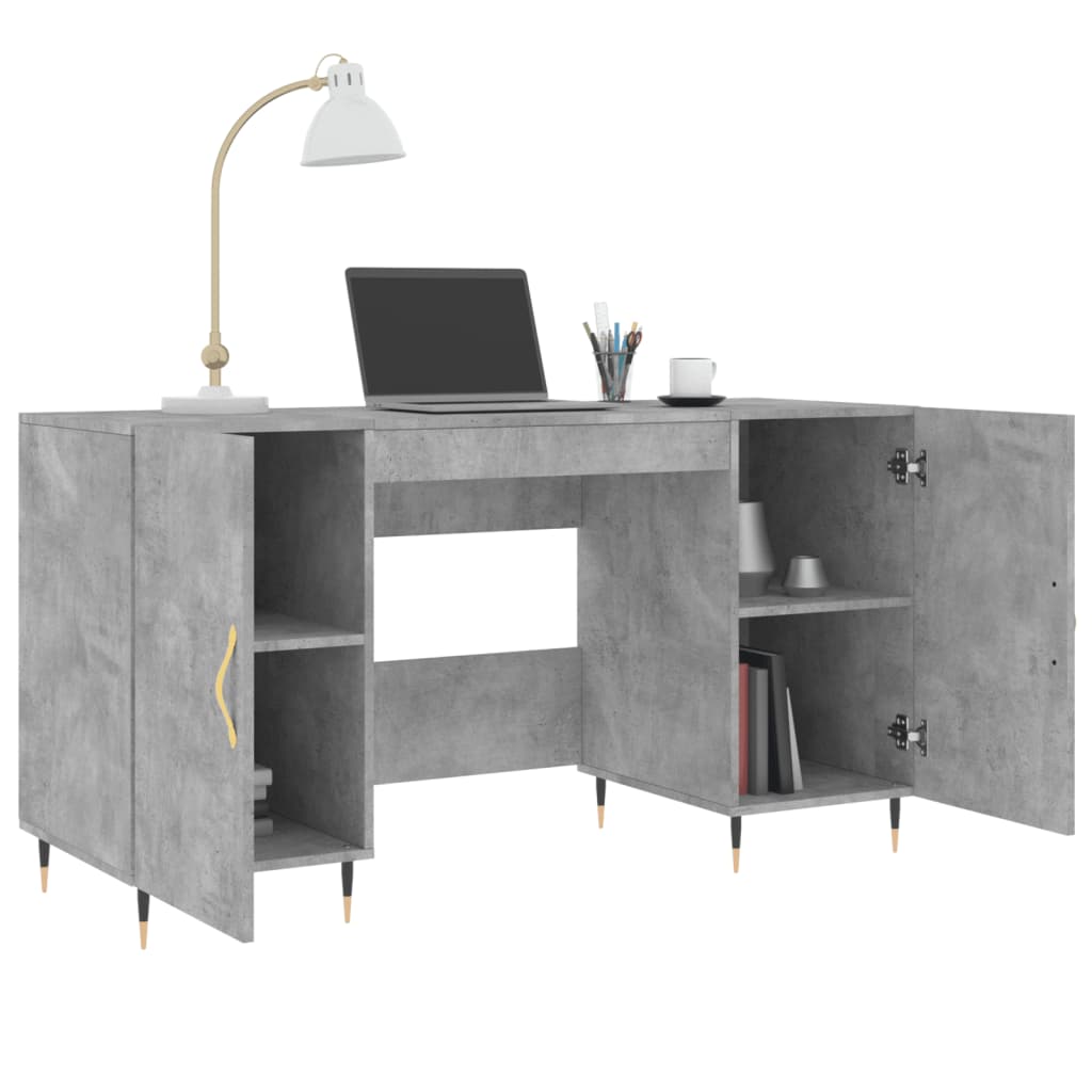 Skrivebord betonggrå 140x50x75 cm konstruert tre