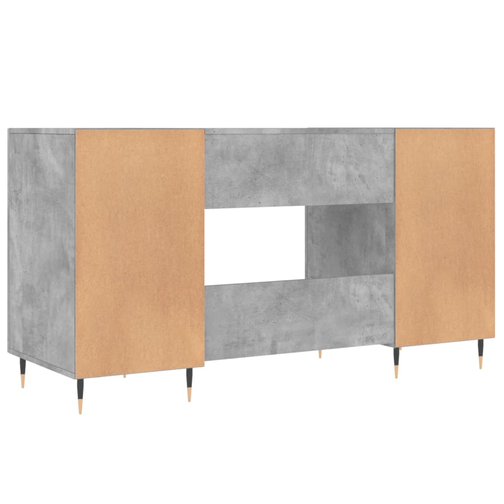 Skrivebord betonggrå 140x50x75 cm konstruert tre