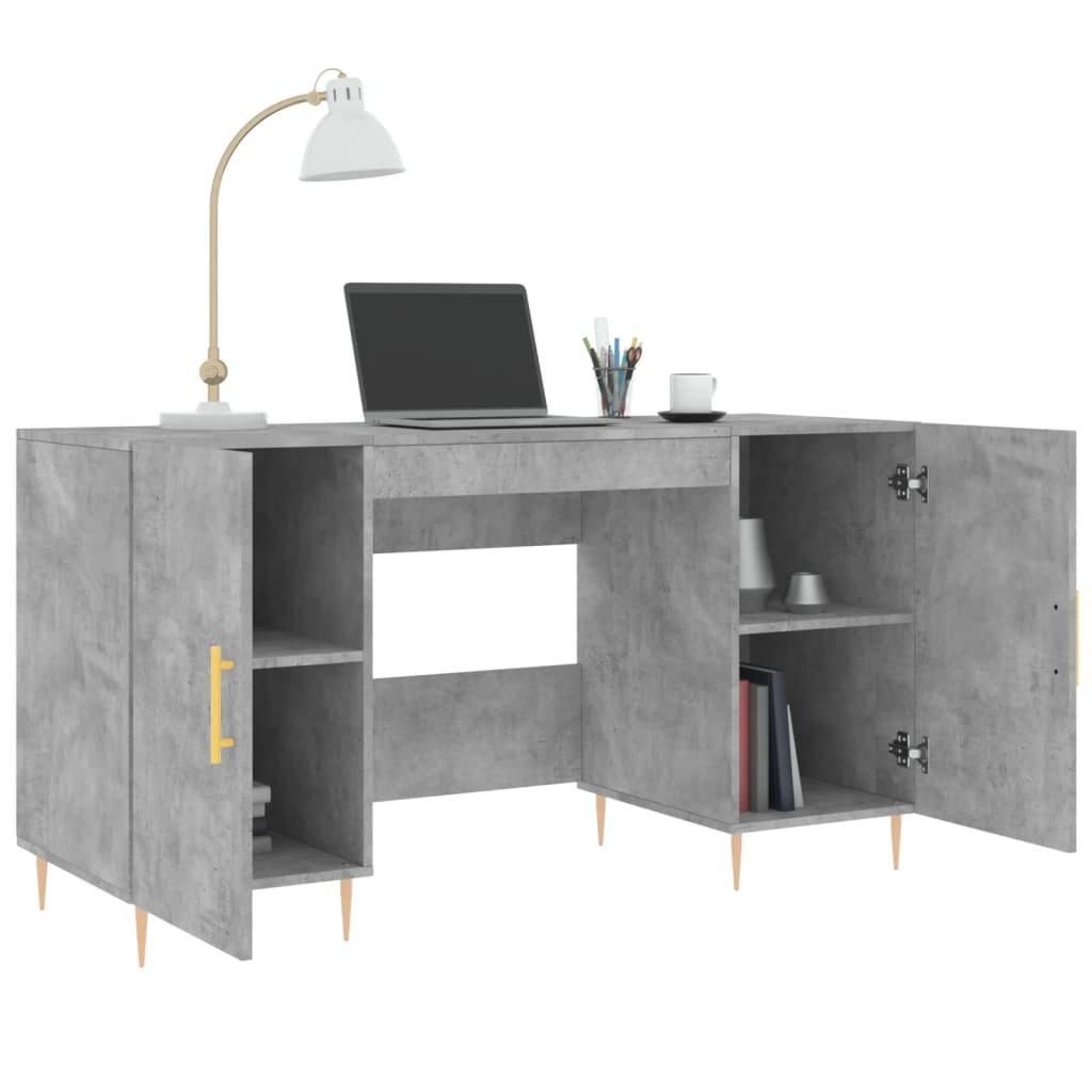 Skrivebord betonggrå 140x50x75 cm konstruert tre