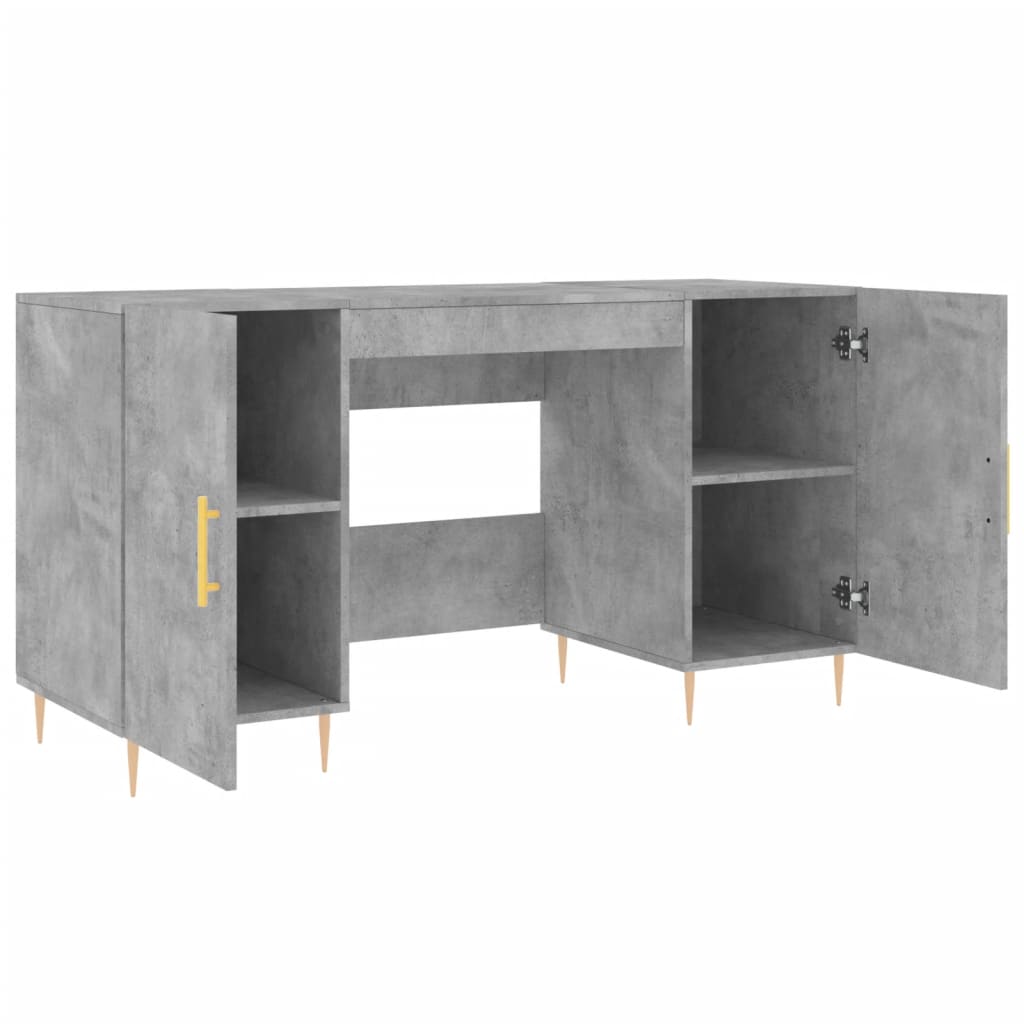 Skrivebord betonggrå 140x50x75 cm konstruert tre