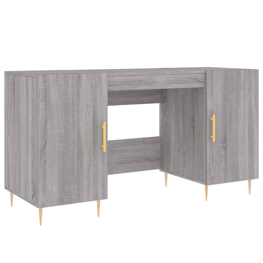 Skrivebord grå sonoma 140x50x75 cm konstruert tre