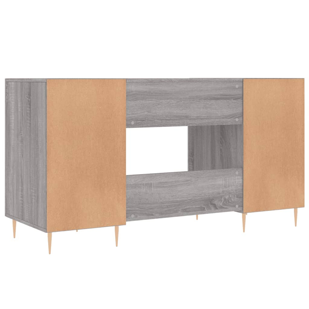 Skrivebord grå sonoma 140x50x75 cm konstruert tre