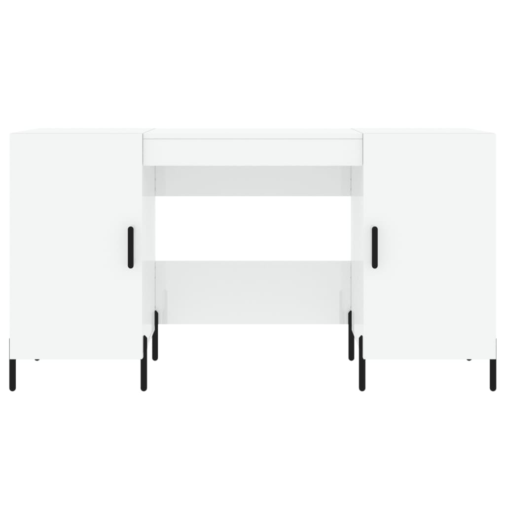 Skrivebord høyglans hvit 140x50x75 cm konstruert tre