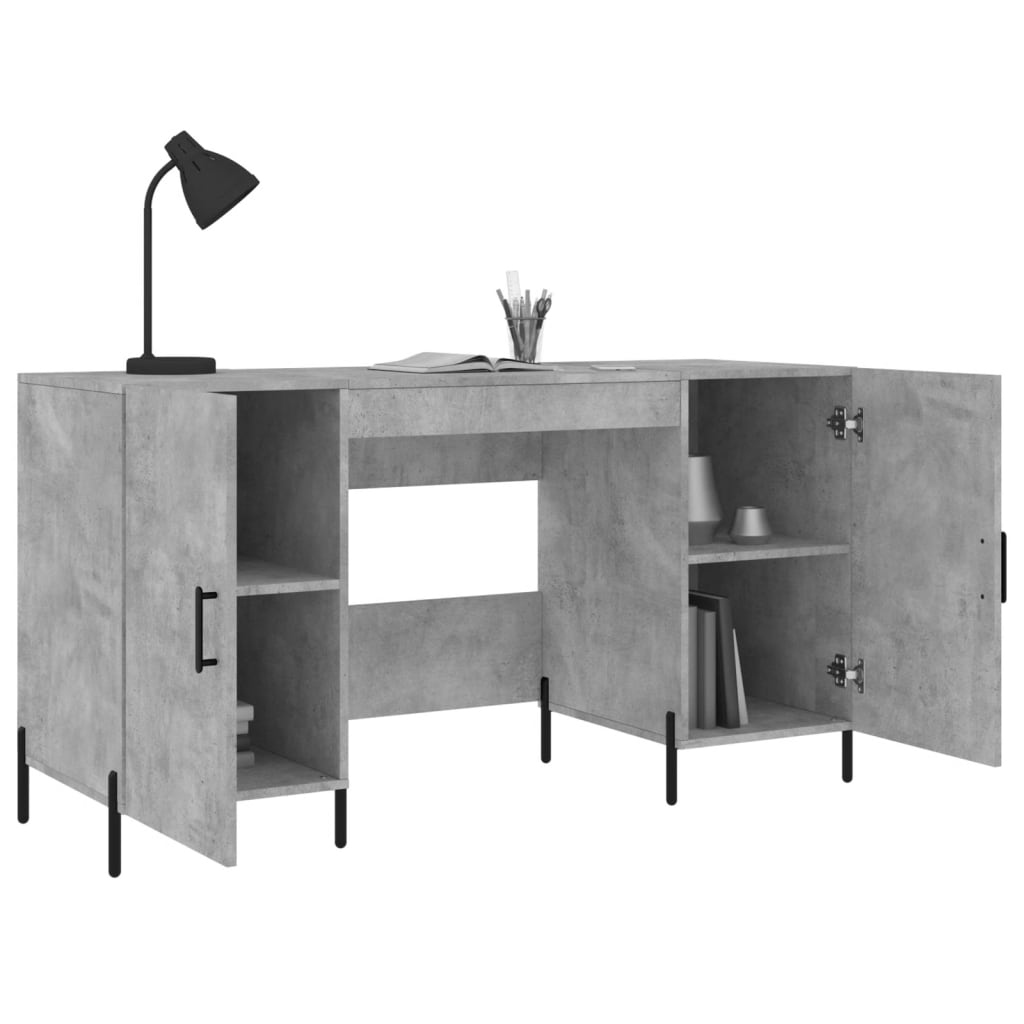 Skrivebord betonggrå 140x50x75 cm konstruert tre