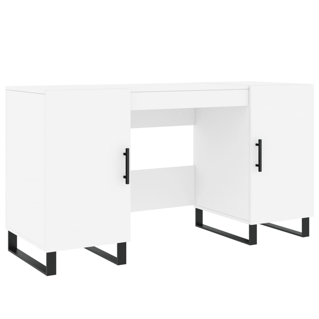 Skrivebord hvit 140x50x75 cm konstruert tre