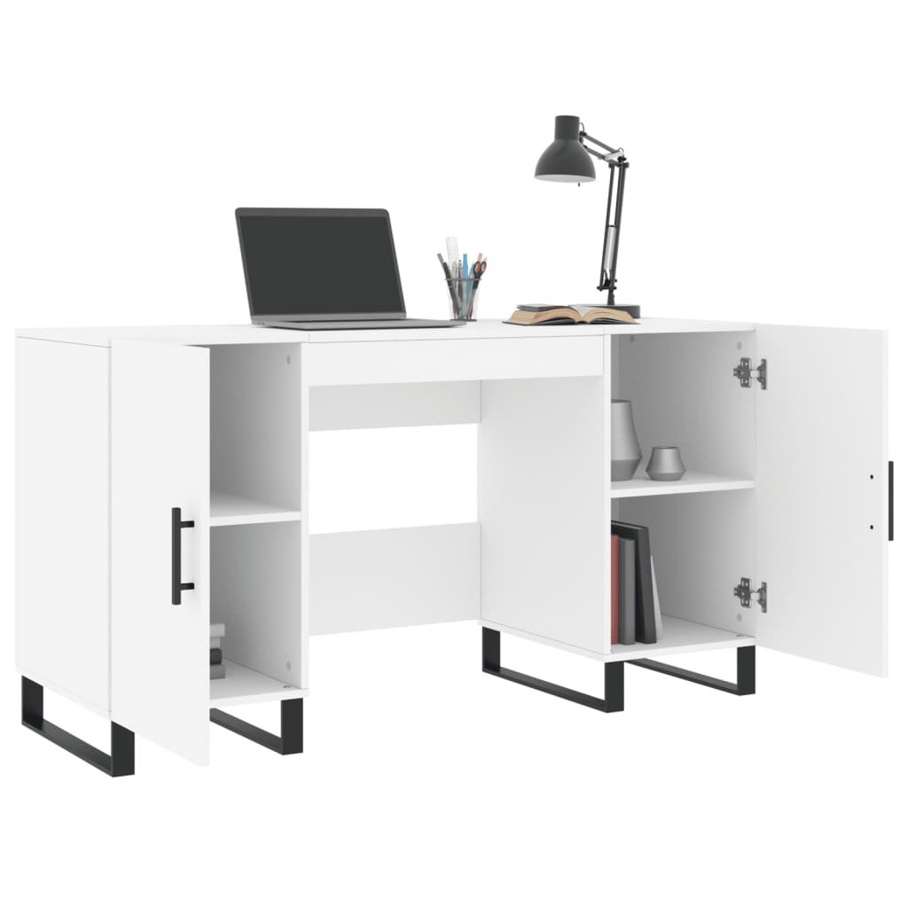 Skrivebord hvit 140x50x75 cm konstruert tre
