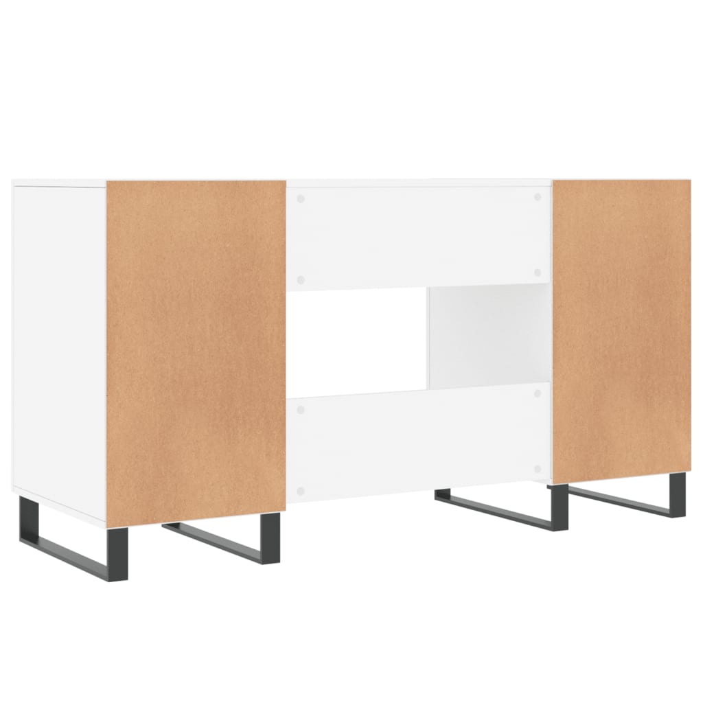 Skrivebord hvit 140x50x75 cm konstruert tre