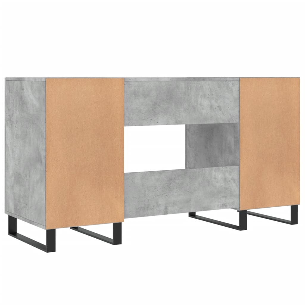 Skrivebord betonggrå 140x50x75 cm konstruert tre