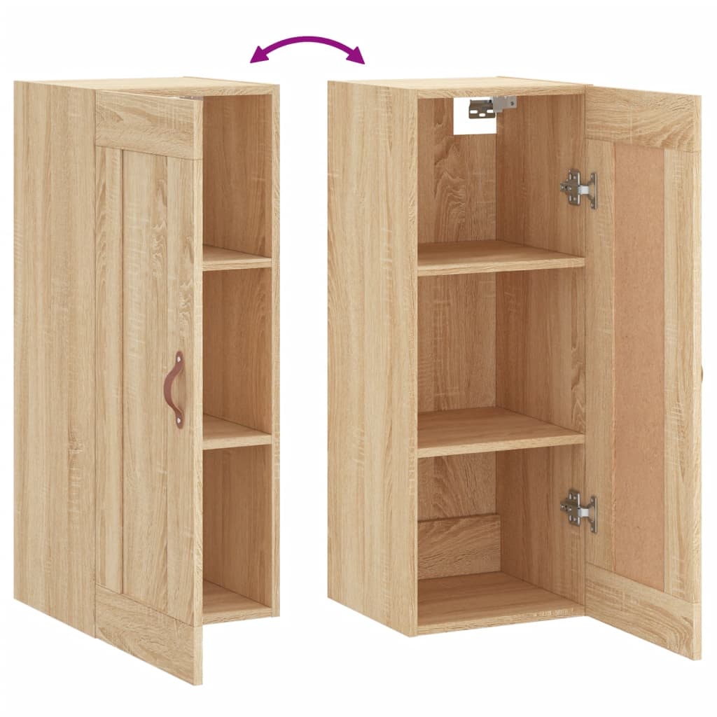 Veggmontert skap sonoma eik 34,5x34x90 cm konstruert tre