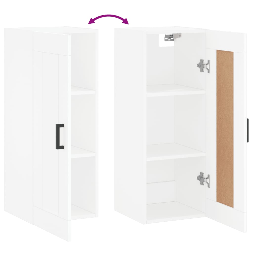 Veggmontert skap hvit 34,5x34x90 cm konstruert tre