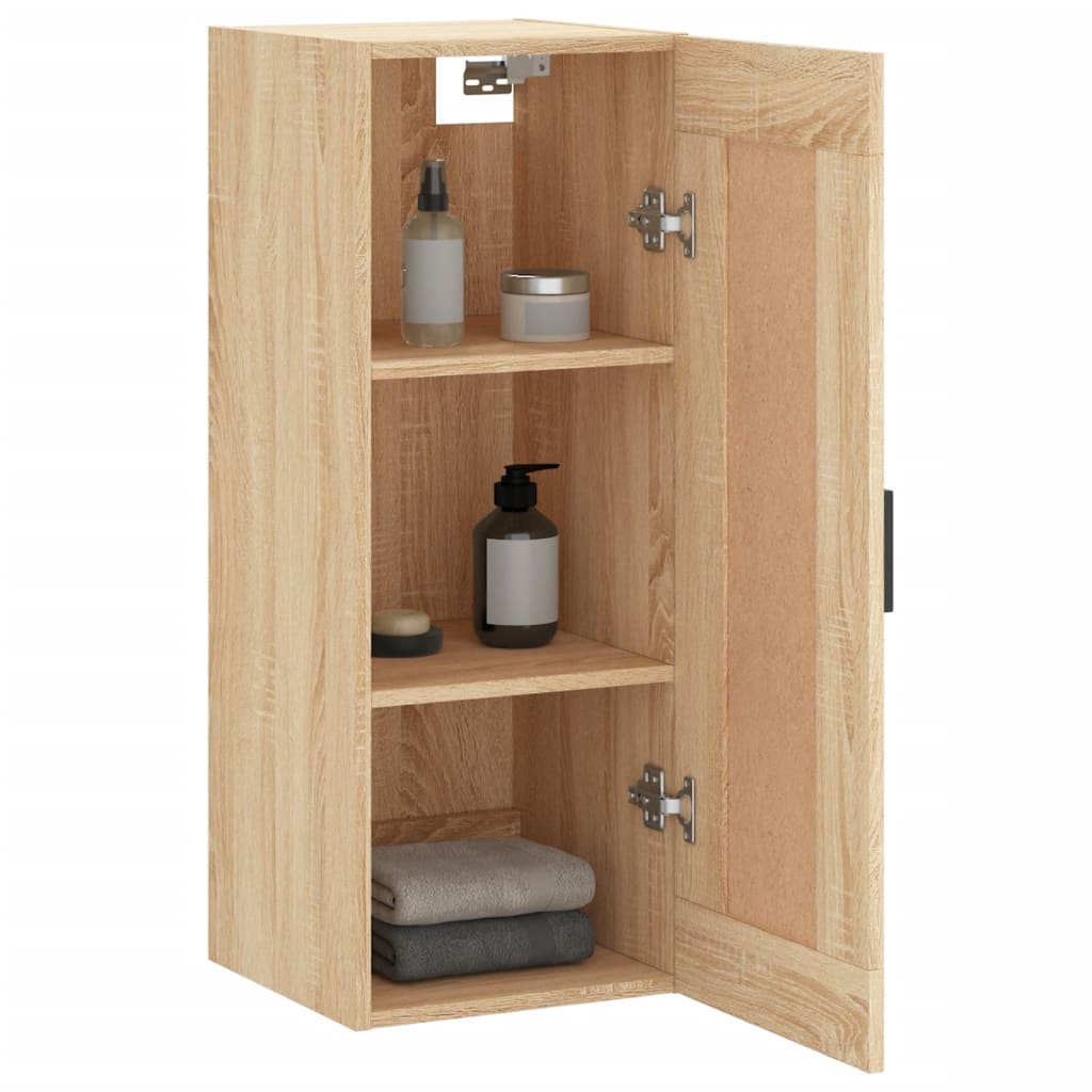 Veggmontert skap sonoma eik 34,5x34x90 cm konstruert tre