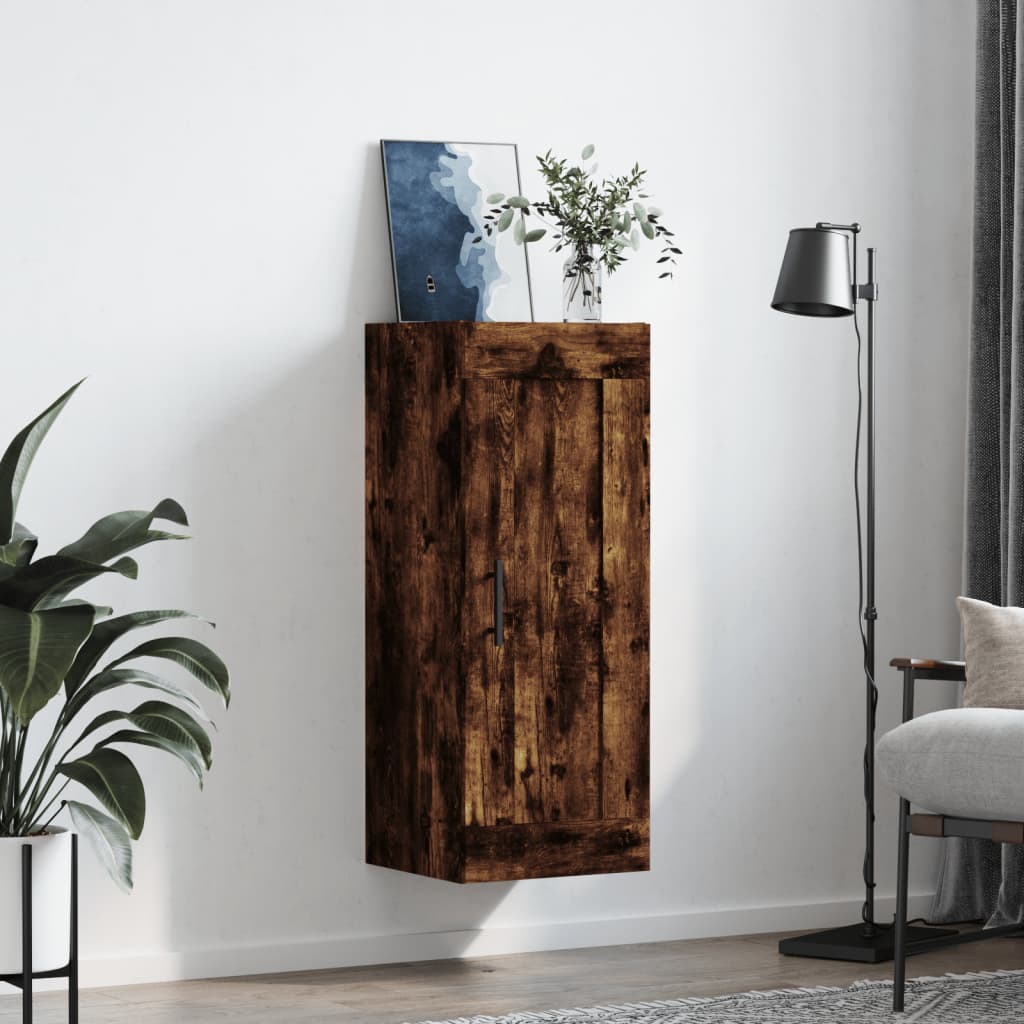 Veggskap røkt eik 34,5x34x90 cm konstruert tre