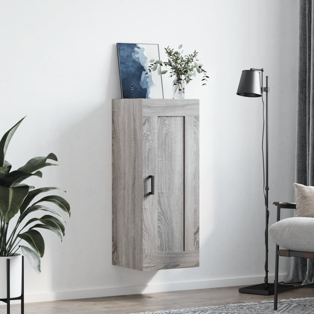 Veggmontert skap grå sonoma 34,5x34x90 cm konstruert tre