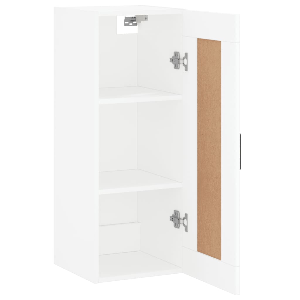 Veggmontert skap hvit 34,5x34x90 cm konstruert tre